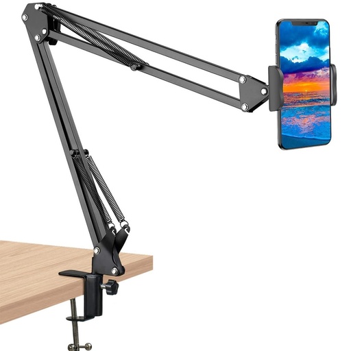[901074] PARAL STAND PEDESTAL SOPORTE para Teléfono, Ipad, Tables tipo Tijera Tipo Brazo y base a mesa para Estudio de Grabación Radio o Podcast