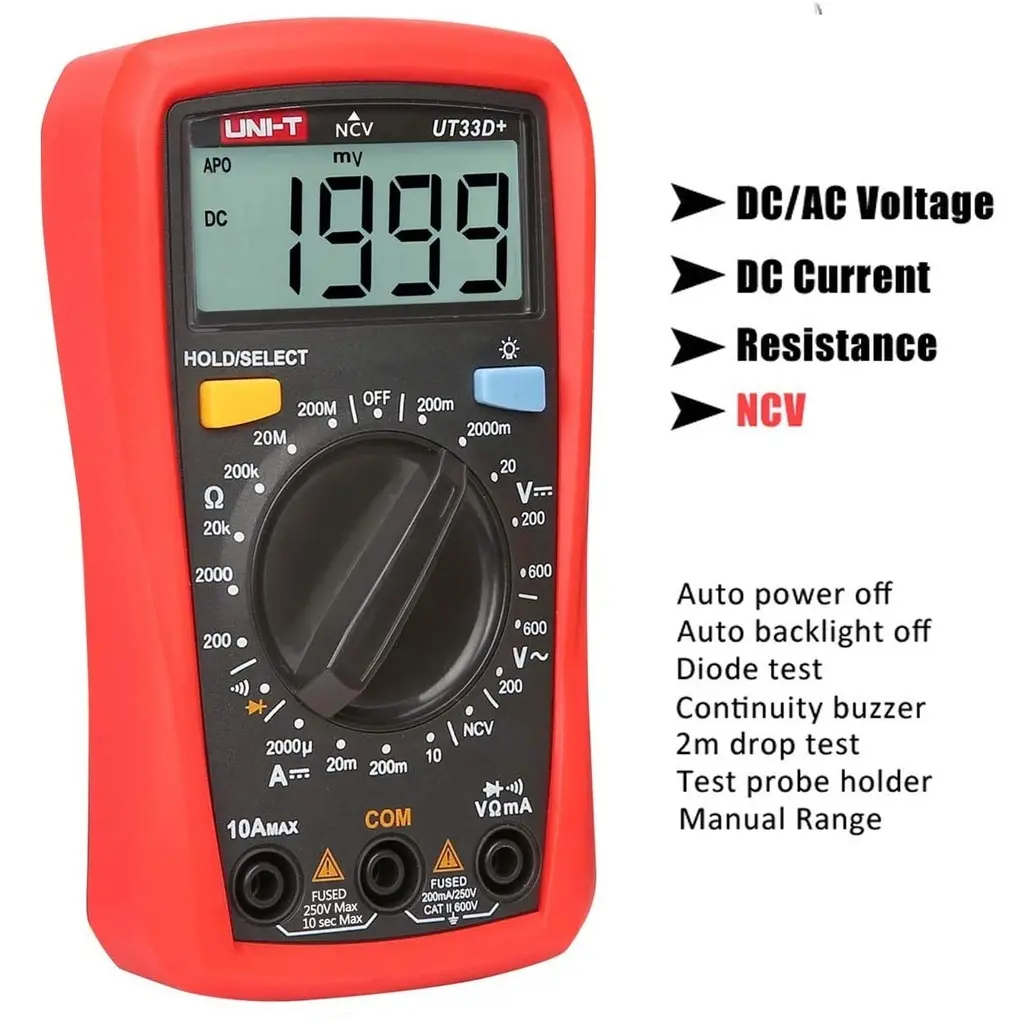 UNI-T UT33D+ Tester Probador Multímetro Digital True RMS hasta 1000V de Pinza (copiar).webp