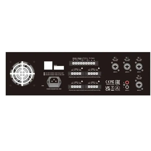 SEIKAKU MPA-4150 Amplificador Linea 70V-110V, 4 Zonas x 150W, Mezclador MP3+FM+BT.webp