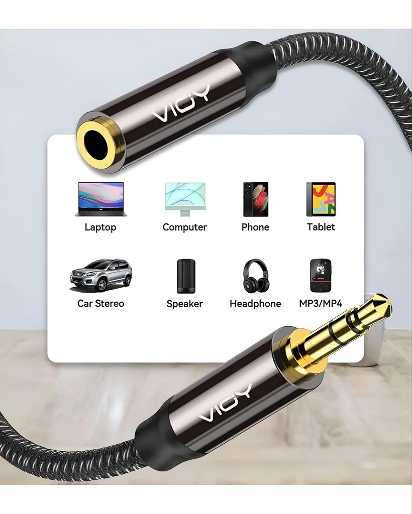 Cable Extensión de Audifonos Plug Mini Estéreo a Jack Mini Estéreo 3mt VIOY Audio Auxiliar (1).webp