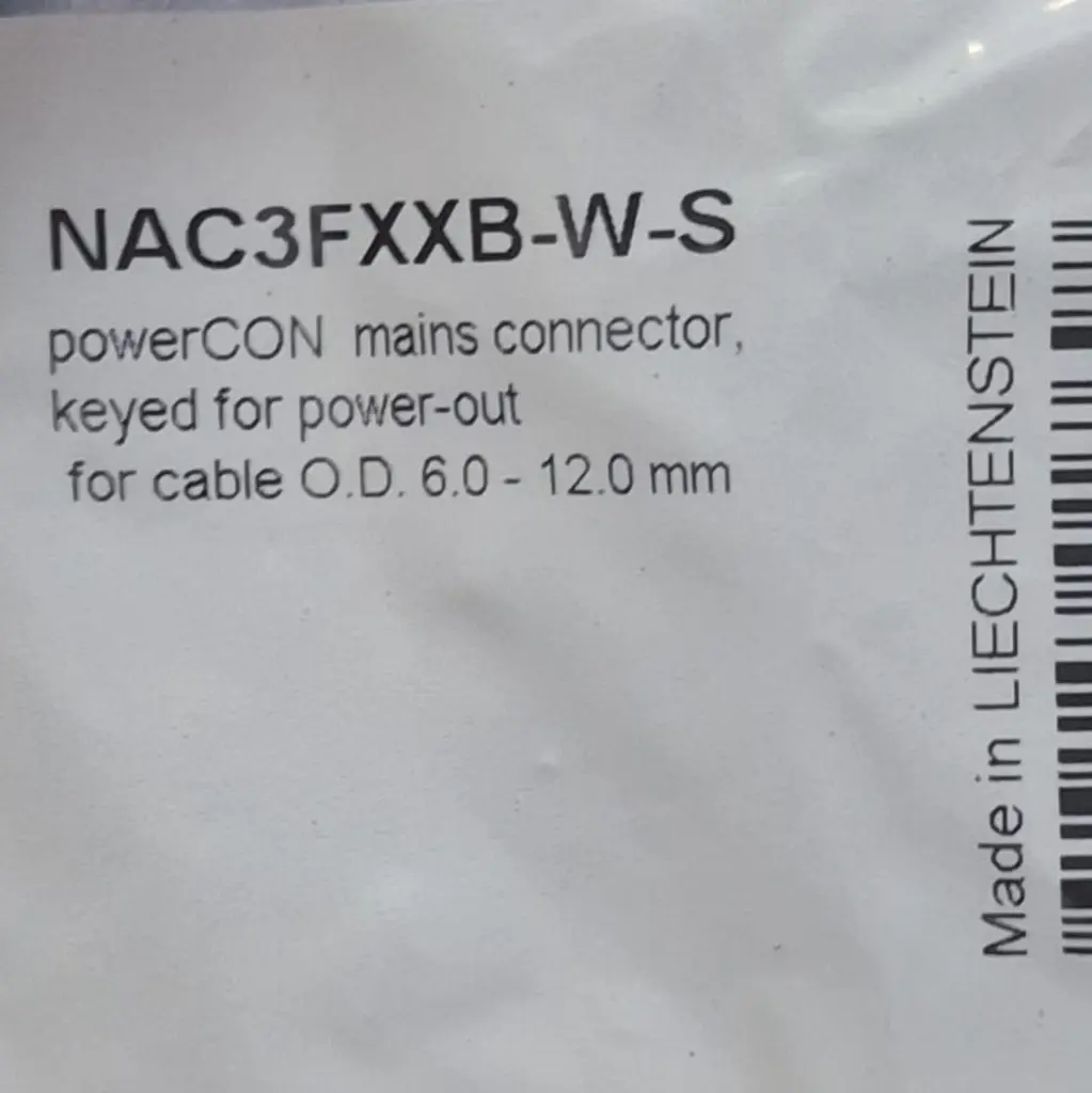 NEUTRIK NAC3FXXB-W-S POWERCON CORRIENTE 20A 250V AEREO GRIS Para De Cable De 6 a 12 mm (4).webp