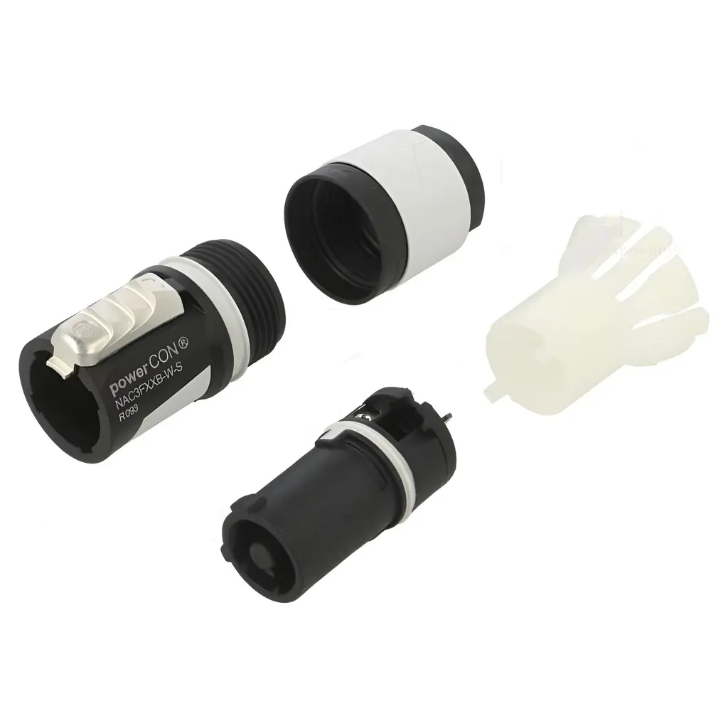 NEUTRIK NAC3FXXB-W-S POWERCON CORRIENTE 20A 250V AEREO GRIS Para De Cable De 6 a 12 mm (2).webp