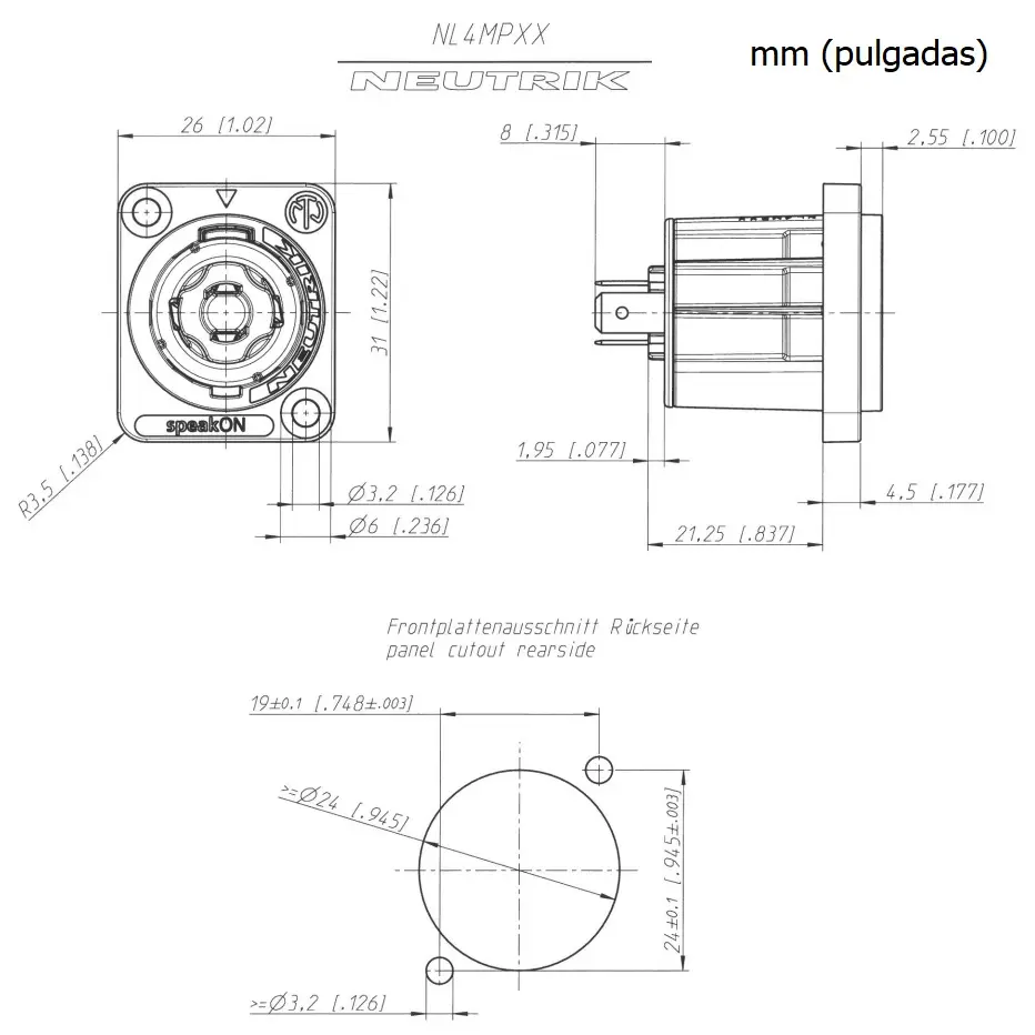 NEUTRIK NL4MPXX Medidas.webp