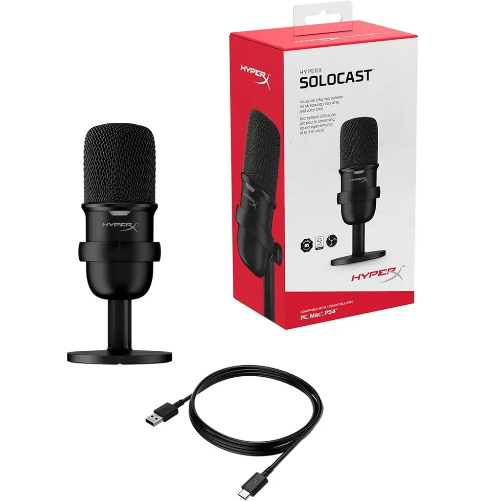 HyperX SOLOCAST 4P5P8AA Micrófono condensador USB RGB Gaming, podcasts, Twitch, YouTube, Discord (5).webp