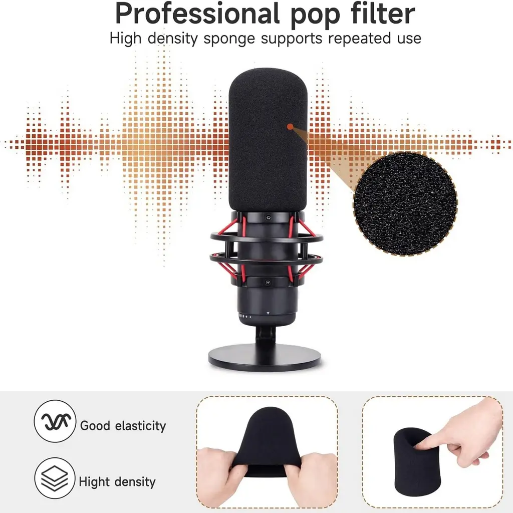 TAPAVIENTO Goma Espuma Protector De Micrófono tipo HyperX QuadCast S (1).webp