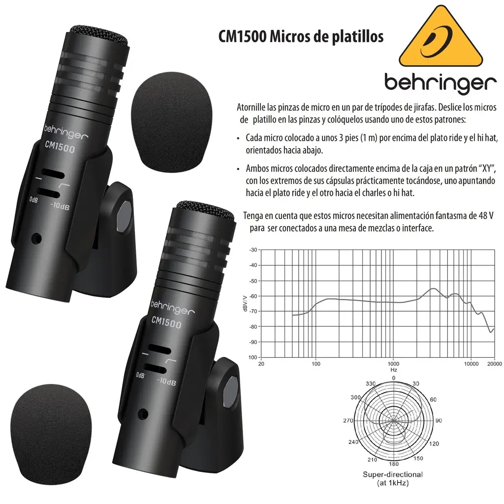 BEHRINGER CM1500 MICROFONOS DE INSTRUMENTO PARA BATERIA PLATILLOS.webp