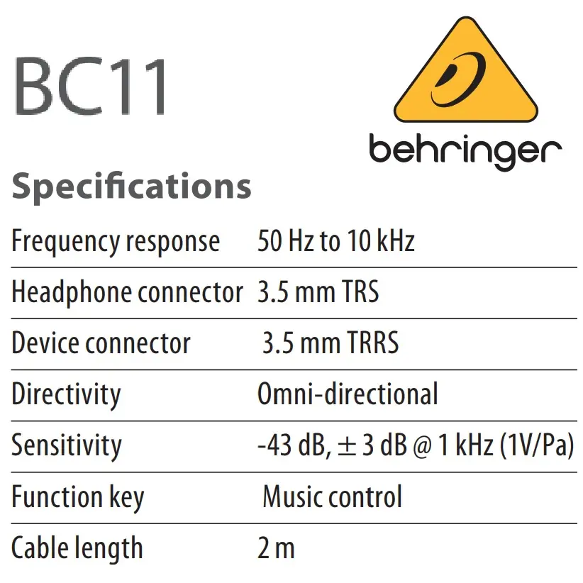 BEHRINGER MICROFONO MINI OMNIDIRECCIONAL CON CABLE 2MT TRS A TRRS (2).webp