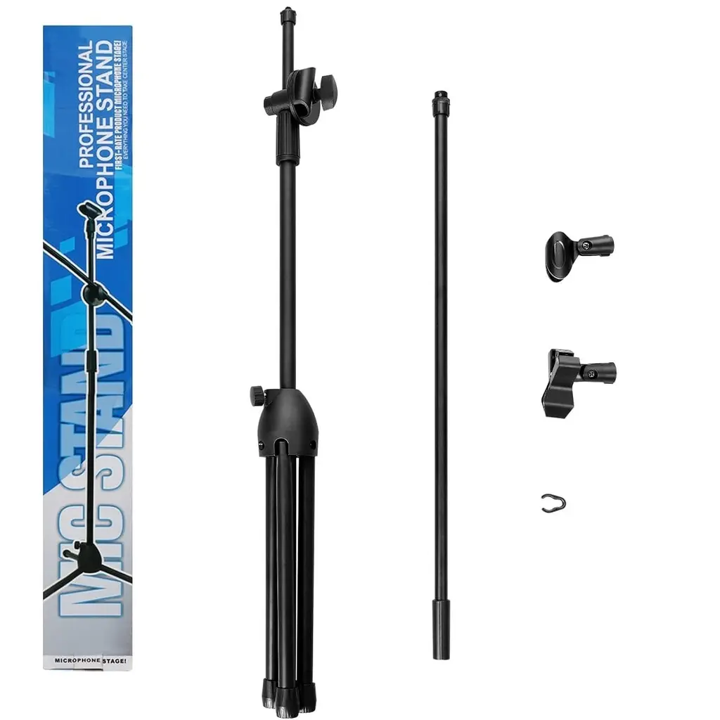 FIRST-RATE PRODUCT PEDESTAL PARA MICROFONO CON BOOM LIVIANO CAJA AZUL (2).webp