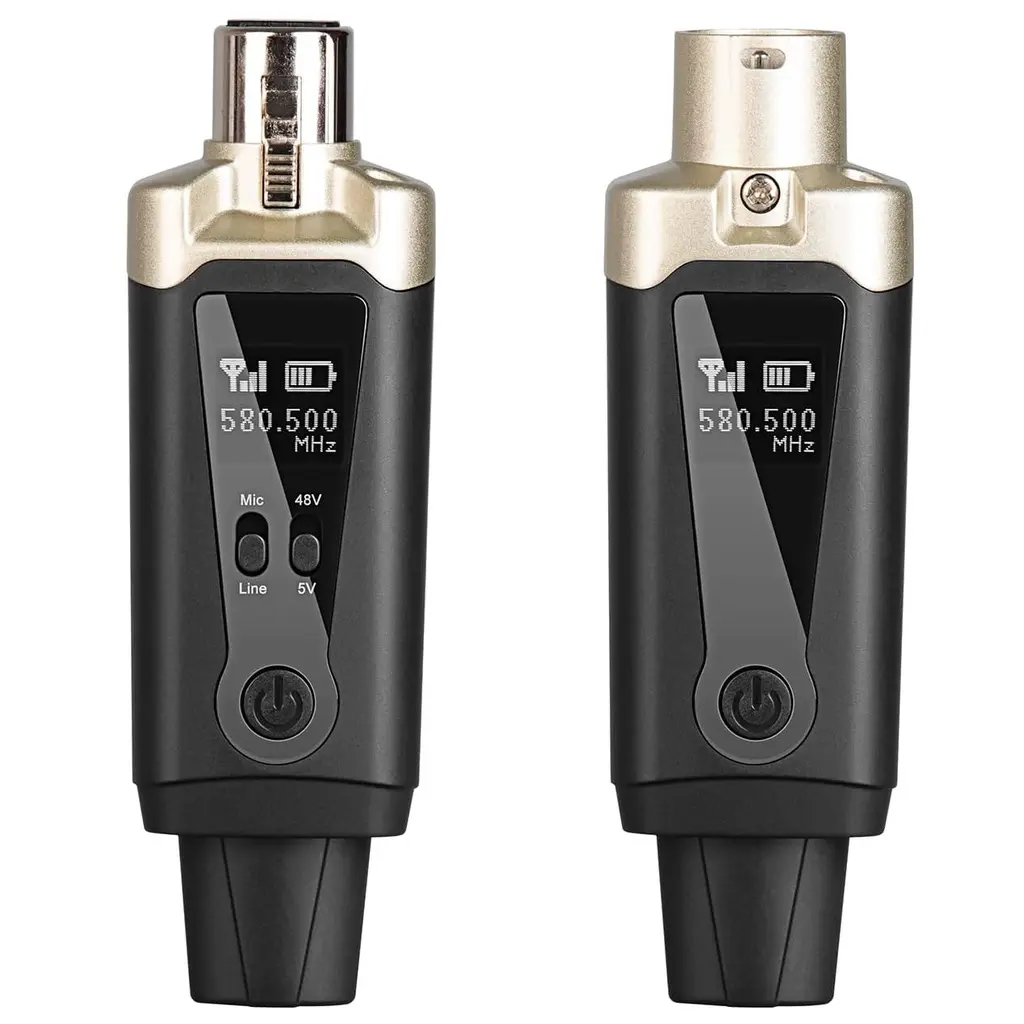 Depusheng T9 Transmisor Receptor de Micrófono Inalámbrico XLR, Señal de Audio o Sistema PA, Con Alimentación Phantom de 48V.webp