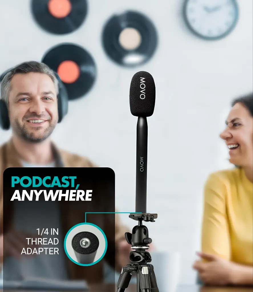 MOVO WMX-HM MANGO BASE PARA WIRELESS MINI Micrófono de entrevistas, conferencias, reporteros, podcasts,.webp