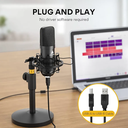 MAONO AU-A04T Micrófono Estudio Grabación De Condensado USB Con Paral de Mesa y Antipop