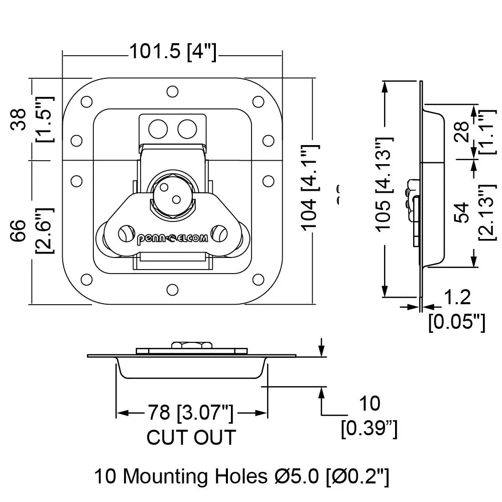 PENN ELCOM 4756 CERRADURA DE RACK CIERRE MARIPOSA EMPOTRABLE m.webp