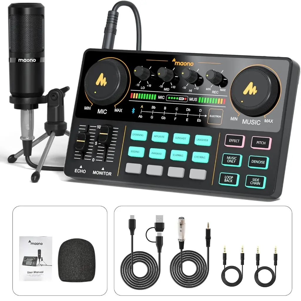 MAONO AME2A Pro Combo AU-AM200 interfaz y micrófono.webp