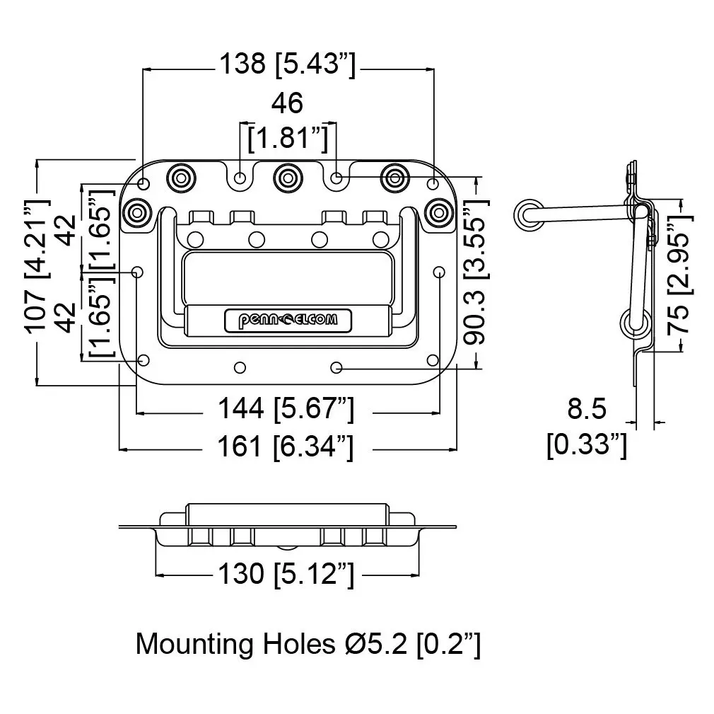 new PENN ELCOM H7154Z ASA PARA RACK EMPOTRABLE CROMADA.webp