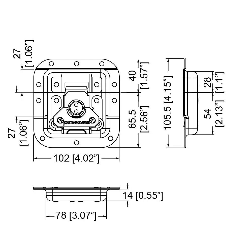penn elcom L907-28SMOL3 medidas.webp