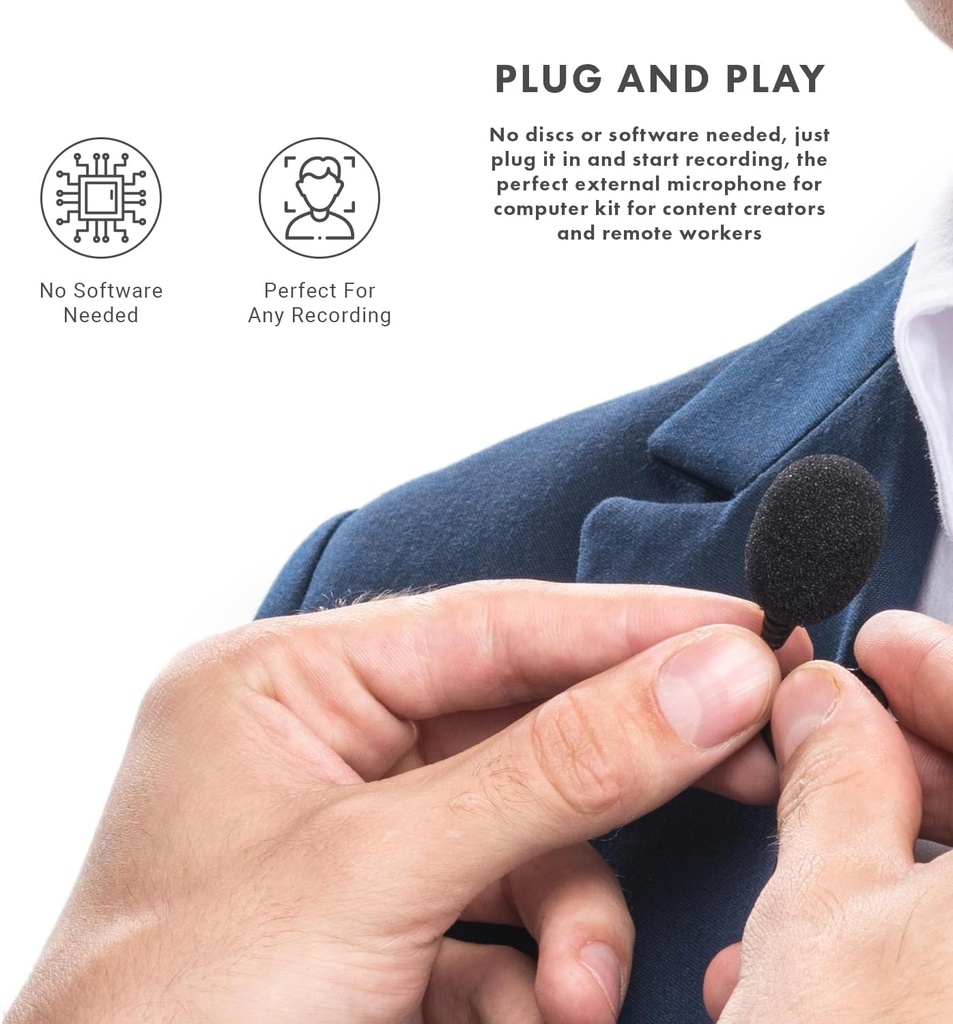 MOVO LV1-USB Micrófono de Balita conexión Plug mini TRRS y adaptador USB TRSpara teléfonos Android podcasts, Gaming, Twitch, YouTube, Entrevistas