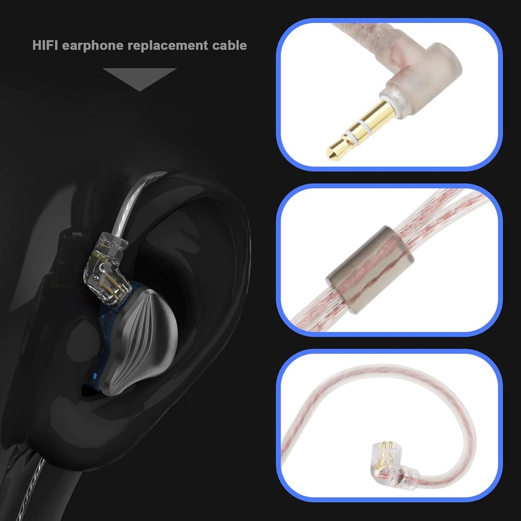 CABLE IN EAR compatible con cable estéreo KZ ZST/ZSR/ED12/ES3/ES4/ZS10/AS06