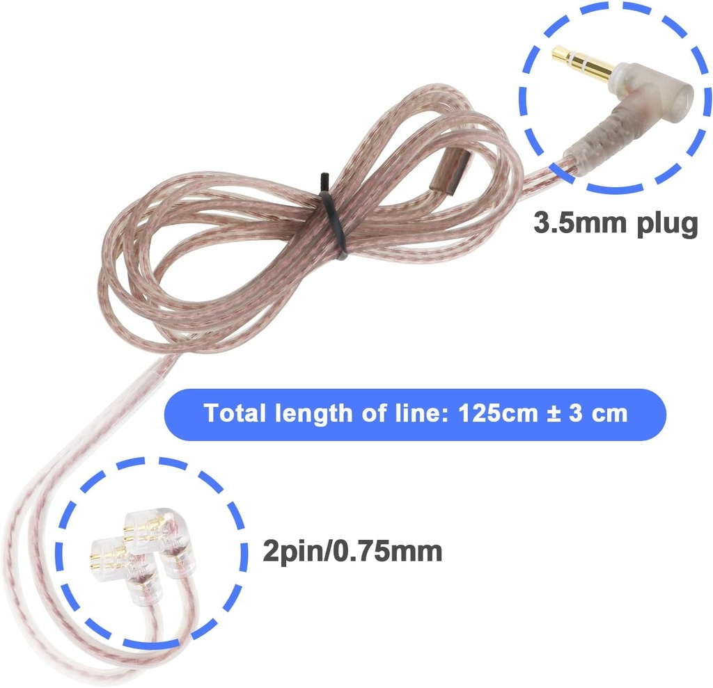 CABLE IN EAR compatible con cable estéreo KZ ZST/ZSR/ED12/ES3/ES4/ZS10/AS06