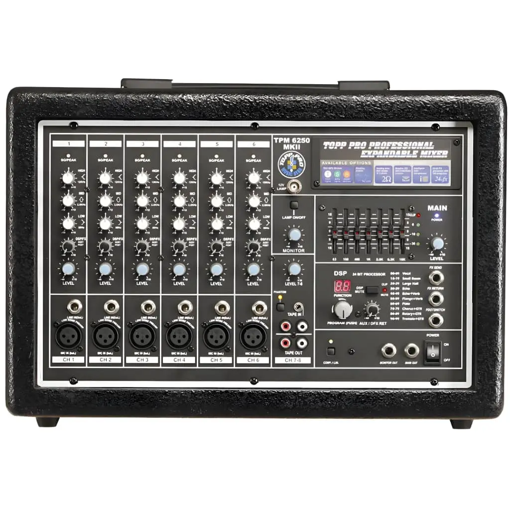 TOPP PRO TPM6250MKII Consola Amplificada 1CH x 600W 8 Entradas Con Efecto y Bluetooth