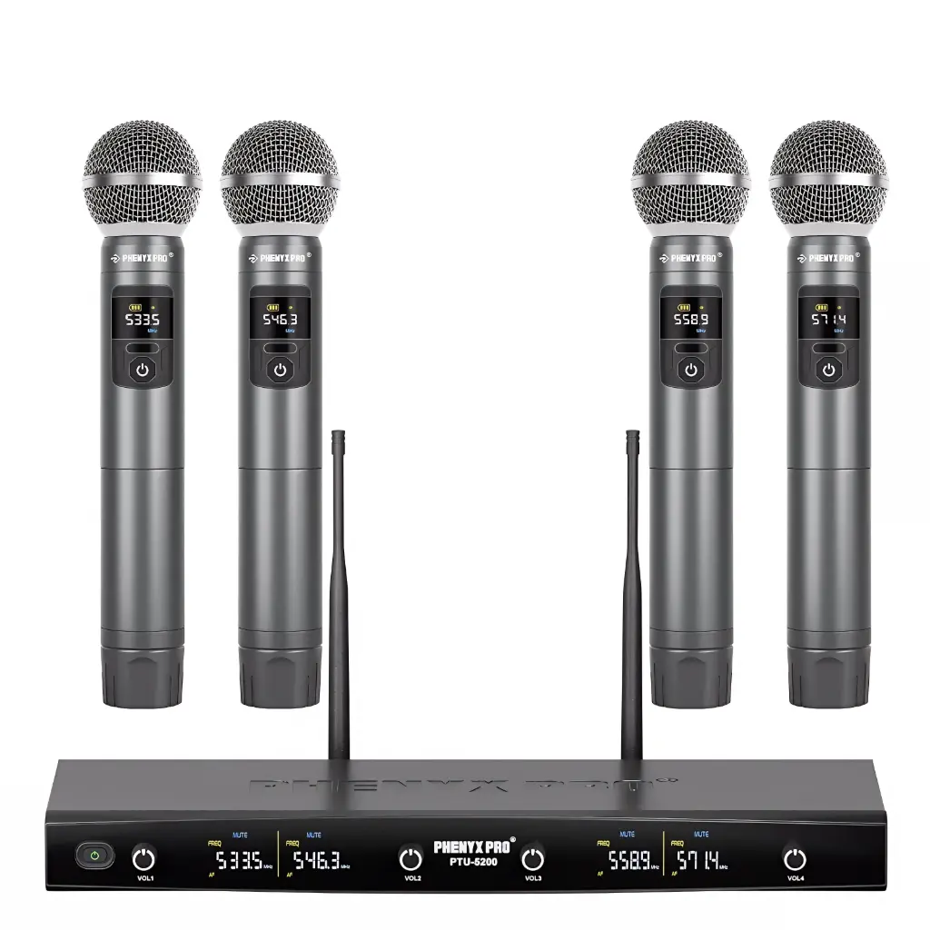 PHENYX PRO PTU-5200-4H MICROFONOS INALAMBRICOS Mano UHF 4 Canales