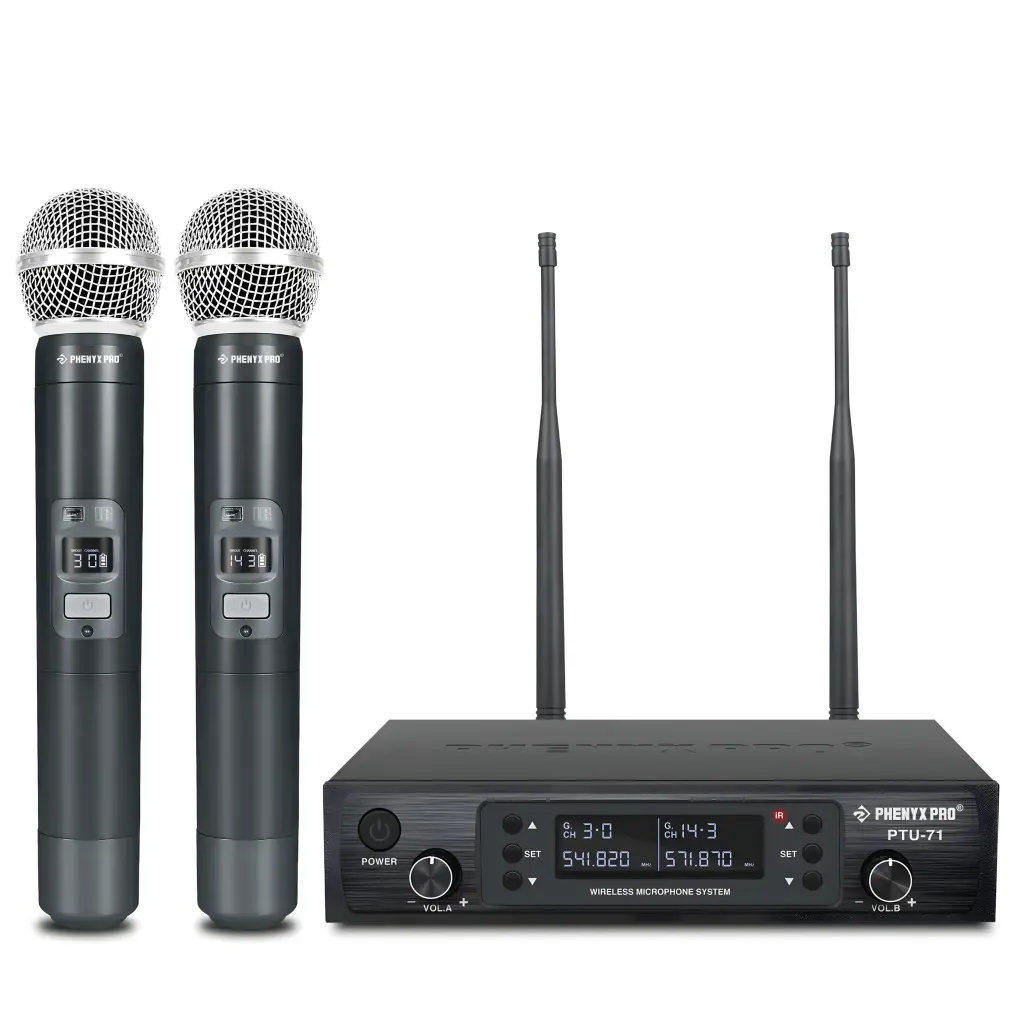 PHENYX PRO PTU-71-2H MICROFONOS INALAMBRICOS de Mano UHF 2 Canales