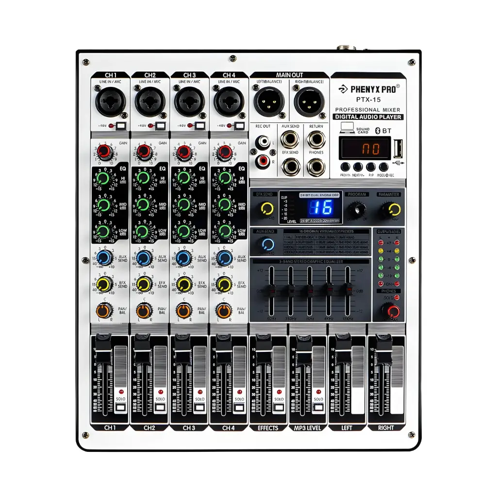 PHENYX PRO PTX-15 CONSOLA ANALOGICA 4 CANALES CON 16 EFECTO DSP 