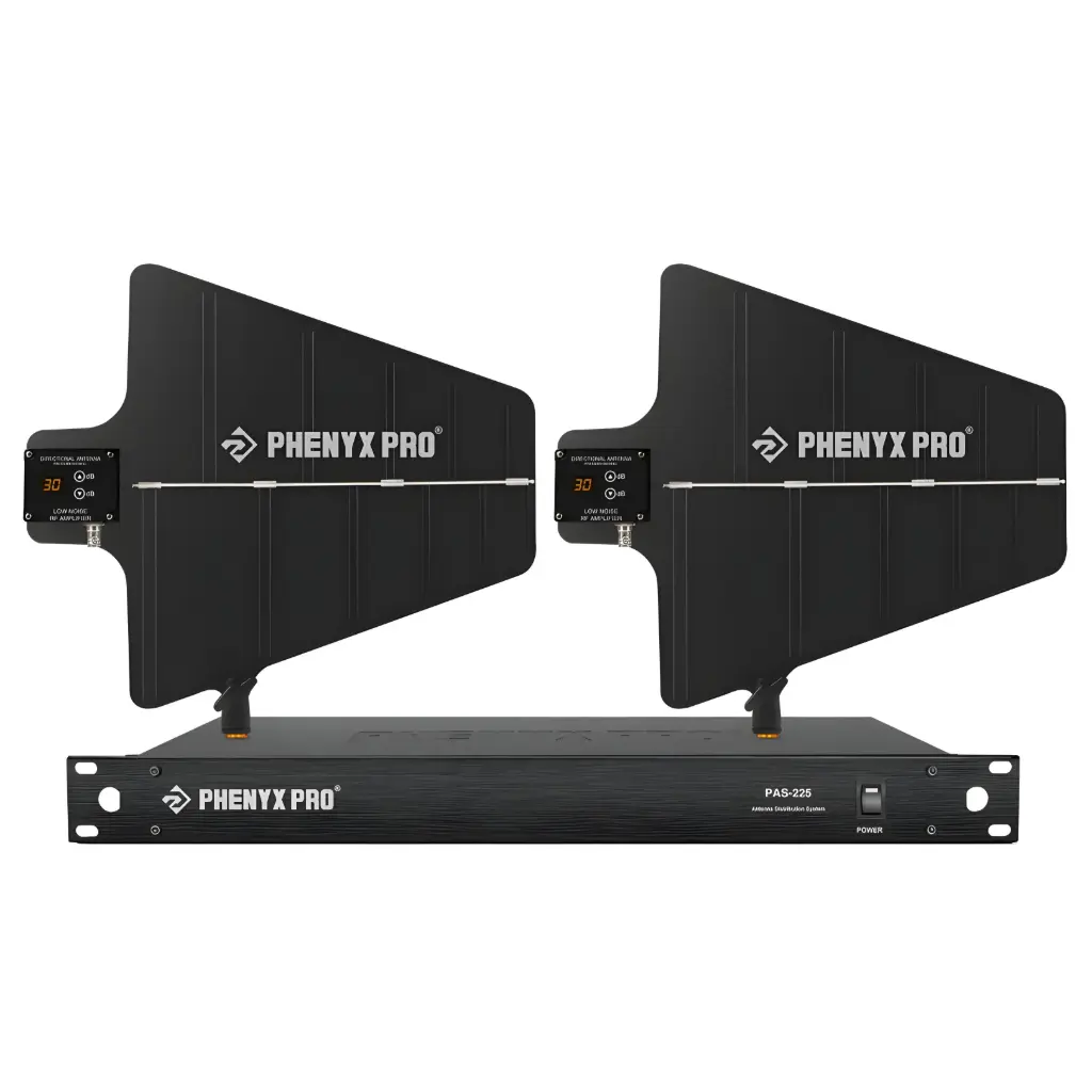 PHENYX PRO PAS-225X Amplificador Distribuidor de Antena de micrófonos inalámbricos de frecuencia de RF de 400 a 950 MHz