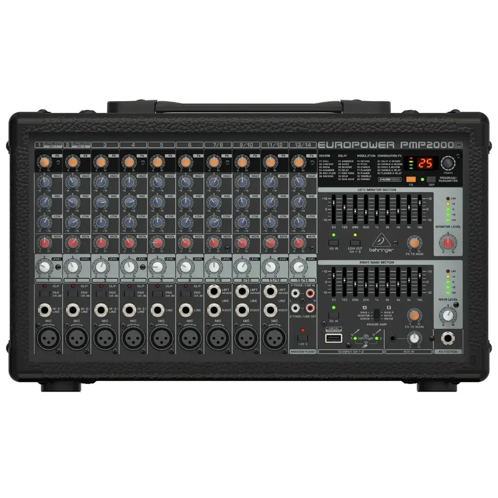 BEHRINGER PMP2000D Consola Amplificada 2 X 400W 14 Entradas con Efecto