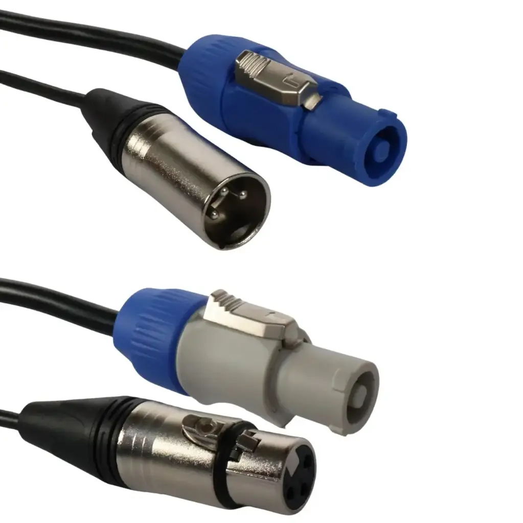AUDIOSON AS-CMC2 Cable PowerCON + XLR 3 Pines DMX Corneta Corriente 1.80mt
