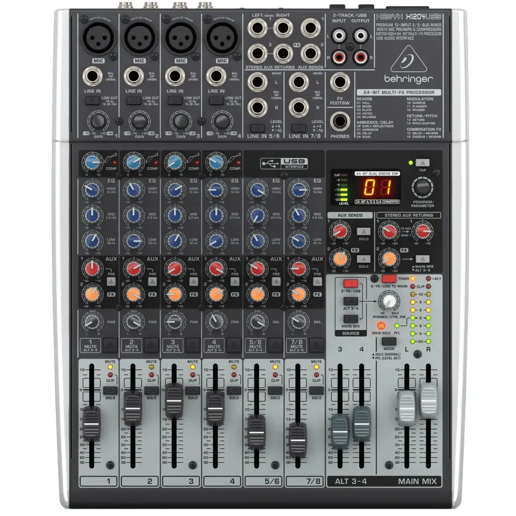 BEHRINGER XENYX X1204USB Consola 12 Entradas, 4 en XLR, 2 BUS, USB, Interfaz