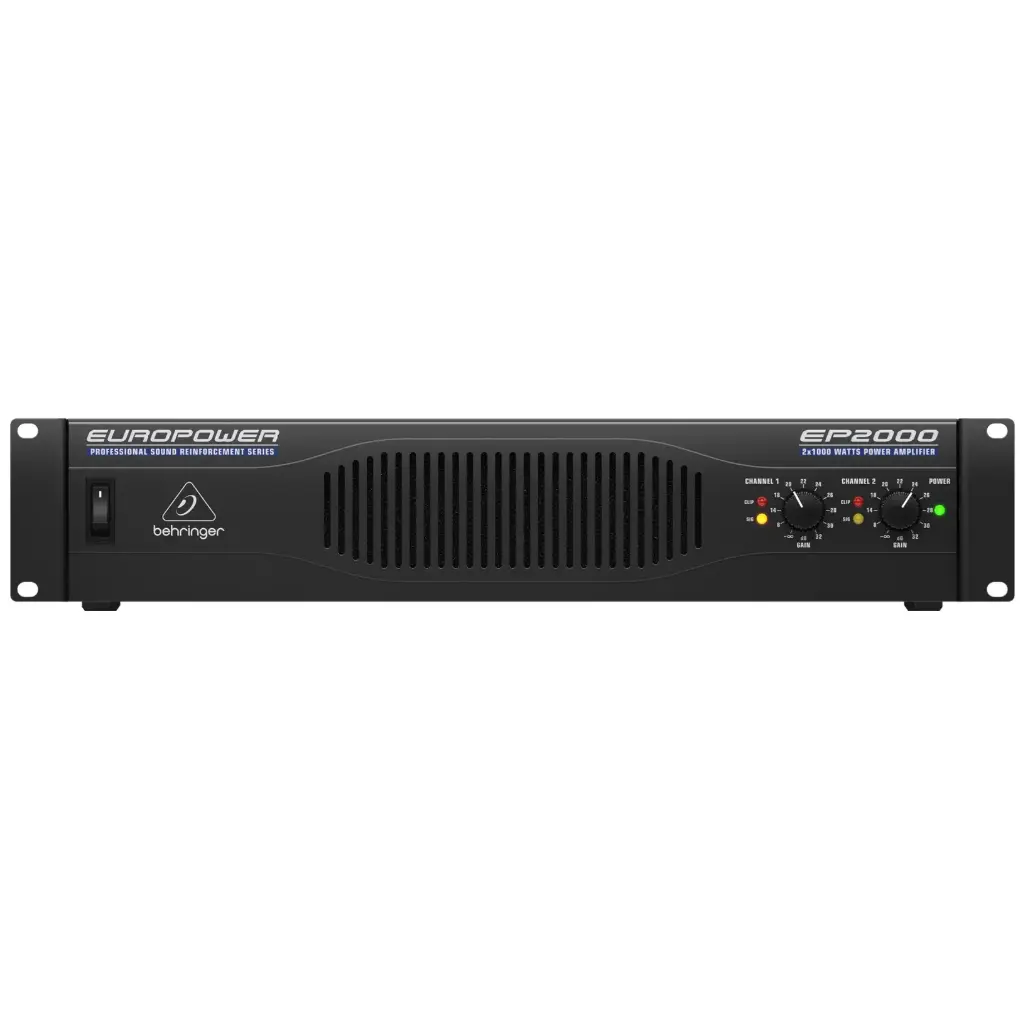 BEHRINGER EP2000 Amplificador, Estéreo: 2CH x 350W a 8 Ohm, 2CH x 500W a 4 Ohm, 2CH x 650W a 2 Ohm. Mono: 1CH x 1000W a 8 Ohm,1CH x 1300W a 4 Ohm