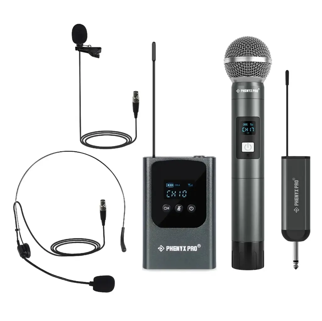PHENYX PRO PDP-2-1H1B Micrófonos Inalámbricos de Mano y Balita/Heatset Portátil Digital 