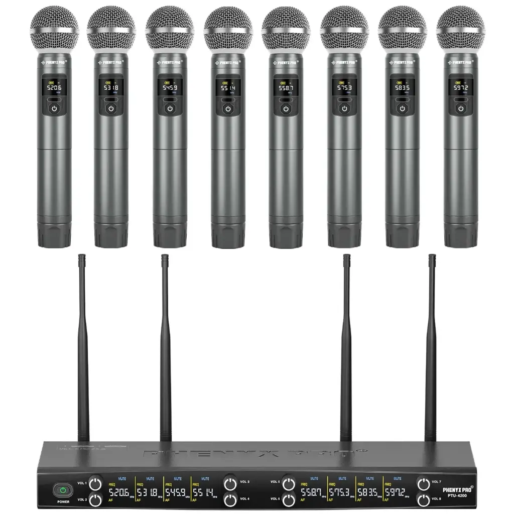 PHENYX PRO PTU-4200-8H MICROFONOS INALAMBRICOS Mano UHF 8 Canales