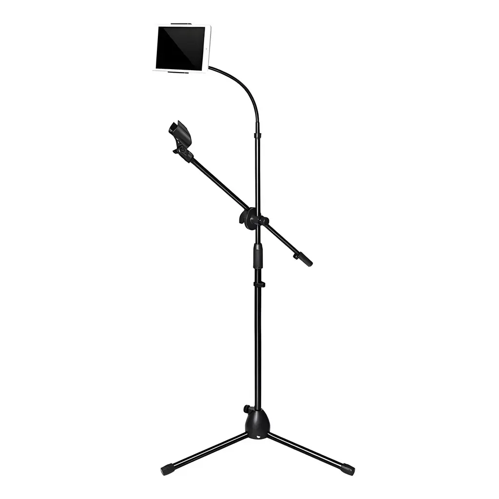 PEDESTAL PARA MICROFONO CHINO Con Boom Liviano Con Base Para Teléfono Celular CAJA AZUL