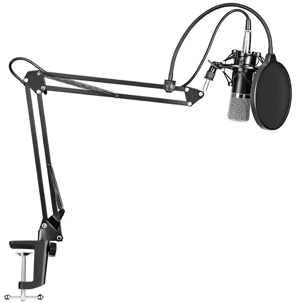 CHINO BM800 Micrófono Estudio Grabación De Condensador Con Paral Tipo Radio y Antipop