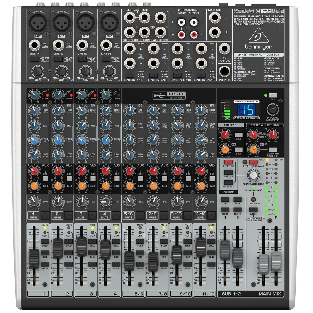 BEHRINGER XENYX X1622USB Consola 16 Entradas, 2/2 BUS, con Efectos, USB, INTERFAZ