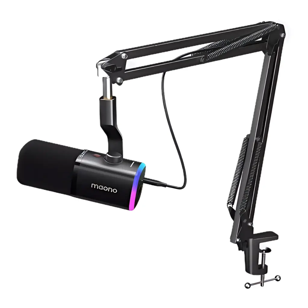 MAONO PD100XS Micrófono De Estudio Dinámico XLR / USB-C para Podcast Con Pedestal Brazo