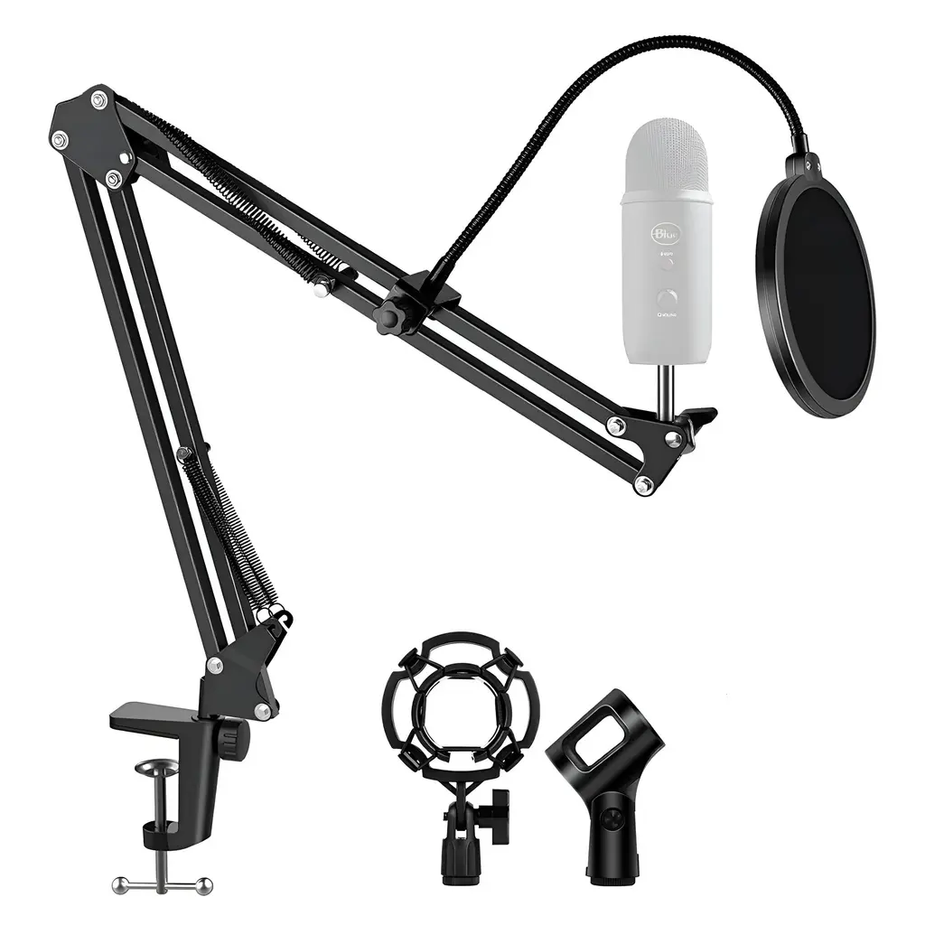 PARAL STAND PEDESTAL DE MICROFONO BRAZO JIRAFA TIPO RADIO CON ANTIPOP