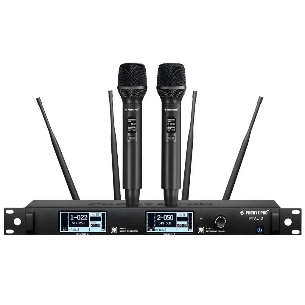 PHENYX PRO PTAU-2-2H MICROFONOS INALAMBRICOS de Mano UHF 2 Canales