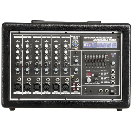[TPM6250MKII] TOPP PRO TPM6250MKII Consola Amplificada 1CH x 600W 8 Entradas Con Efecto y Bluetooth
