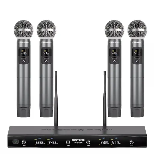 [PTU-5200-4H] PHENYX PRO PTU-5200-4H MICROFONOS INALAMBRICOS Mano UHF 4 Canales
