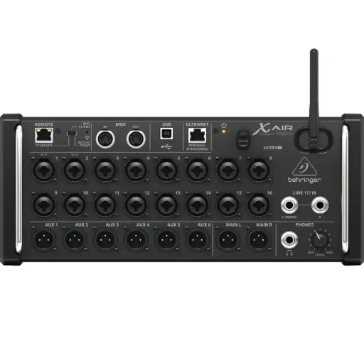 [XR18] BEHRINGER XR18 Consola Digital de 18 canales y 12 buses para tabletas iPad/Android con 16 preamplificadores Midas programables, módulo WiFi integrado e interfaz de audio USB multicanal.