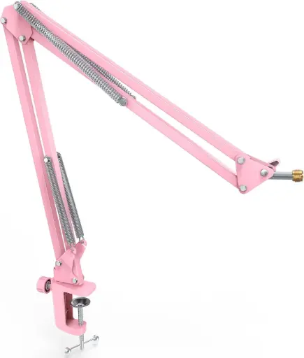 [FIFINE GS1 PINK] PARAL STAND PEDESTAL SOPORTE para Micrófono tipo Tijera con Brazo y base a mesa para Estudio de Grabación Radio o Podcast Color ROSADO