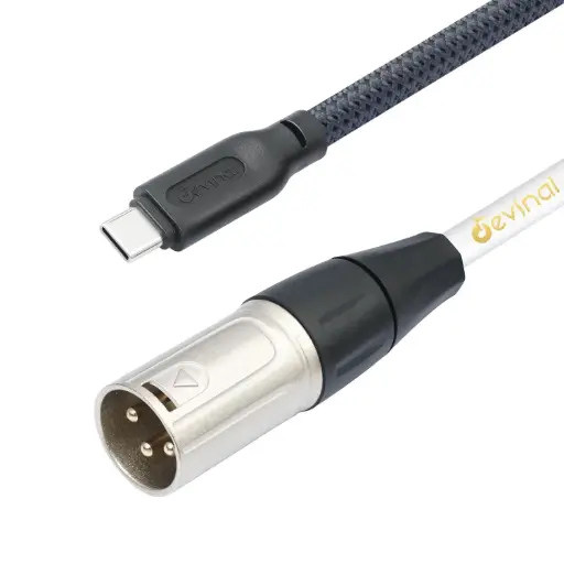 [DEVINAL USB C a XLR MACHO 3 metros] CABLE USB-C a XLR Macho, de teléfono inteligente a auxiliar de audio 3MT