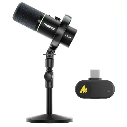 [PD200W] MAONO PD200W Micrófono Dinámico De Estudio XLR / USB Podcast Con Pedestal Tipo Mesa Con Conexión Inalámbrica USB-C