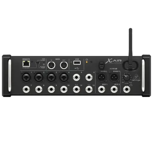 [XR12] BEHRINGER XR12 Consola Digital de 12 canales y 6 buses para tabletas iPad/Android con 4 preamplificadores Midas programables, 8 entradas de línea, módulo WiFi integrado e interfaz de audio USB multicanal.