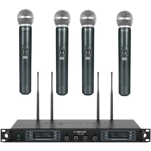 PHENYX PRO PTU-7000-4H MICROFONOS INALAMBRICOS de Mano UHF 4 Canales