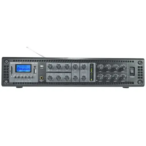 [PRE-70V] ROCKVILLE PRE-70V Mezclador preamplificador de 8 zonas y linea 70 V, Bluetooth, entrada óptica, radio FM, USB/SD