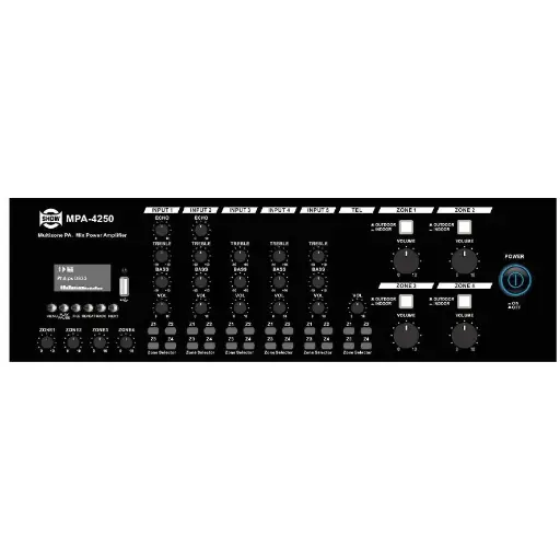 [MPA-4150] SHOW SEIKAKU MPA-4150 Amplificador Linea 70V-110V, 4 Zonas x 150W, Mezclador MP3+FM+BT