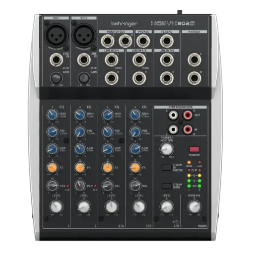 [XENYX 802S] BEHRINGER XENYX 802S CONSOLA Consola 8 Entradas,  2 en XLR, USB, Interfaz